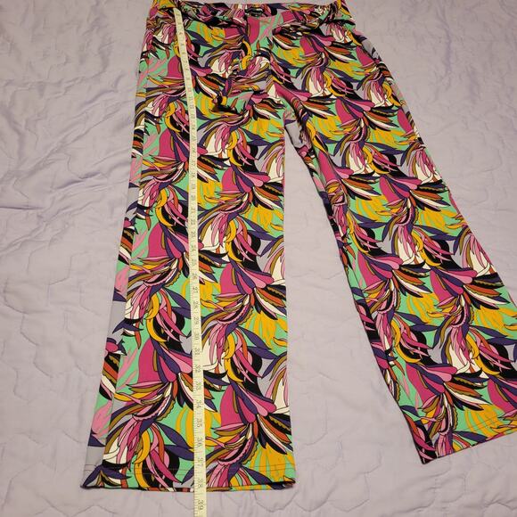 Fashion Nova MultiColor Tropical Wide Leg Flare Retro Style Women Casual Pant XL - Picture 6 of 9